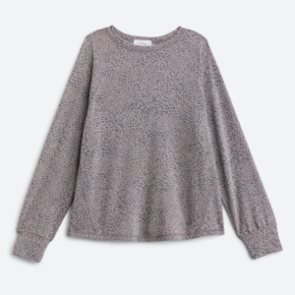 Kaileigh Lila Crew Neck Knit top Grey Leopard Size XL